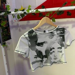 Cream coloured crop top with design